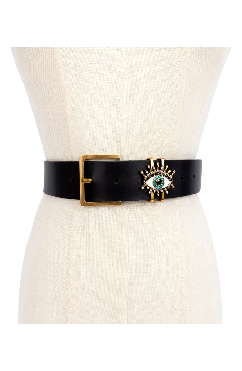 Kurt Geiger London Evil Eye Leather Belt, Alternate, color, 