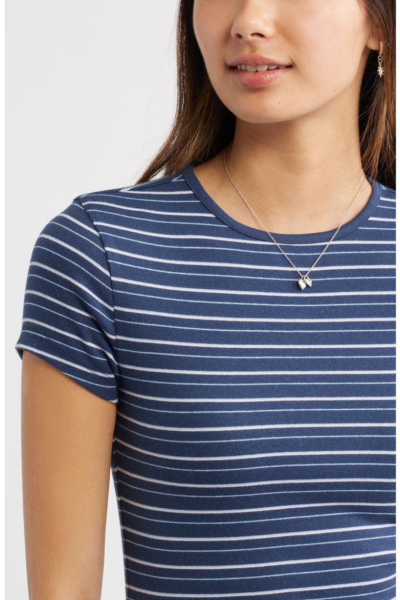 Stretch Cotton Blend Baby Tee, Alternate, color, NAVY BLUE LARISSA STRIPE