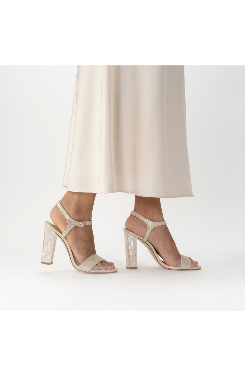 Freya Rose Martina Ankle Strap Pearl Heel Sandal, Alternate, color, Champagne