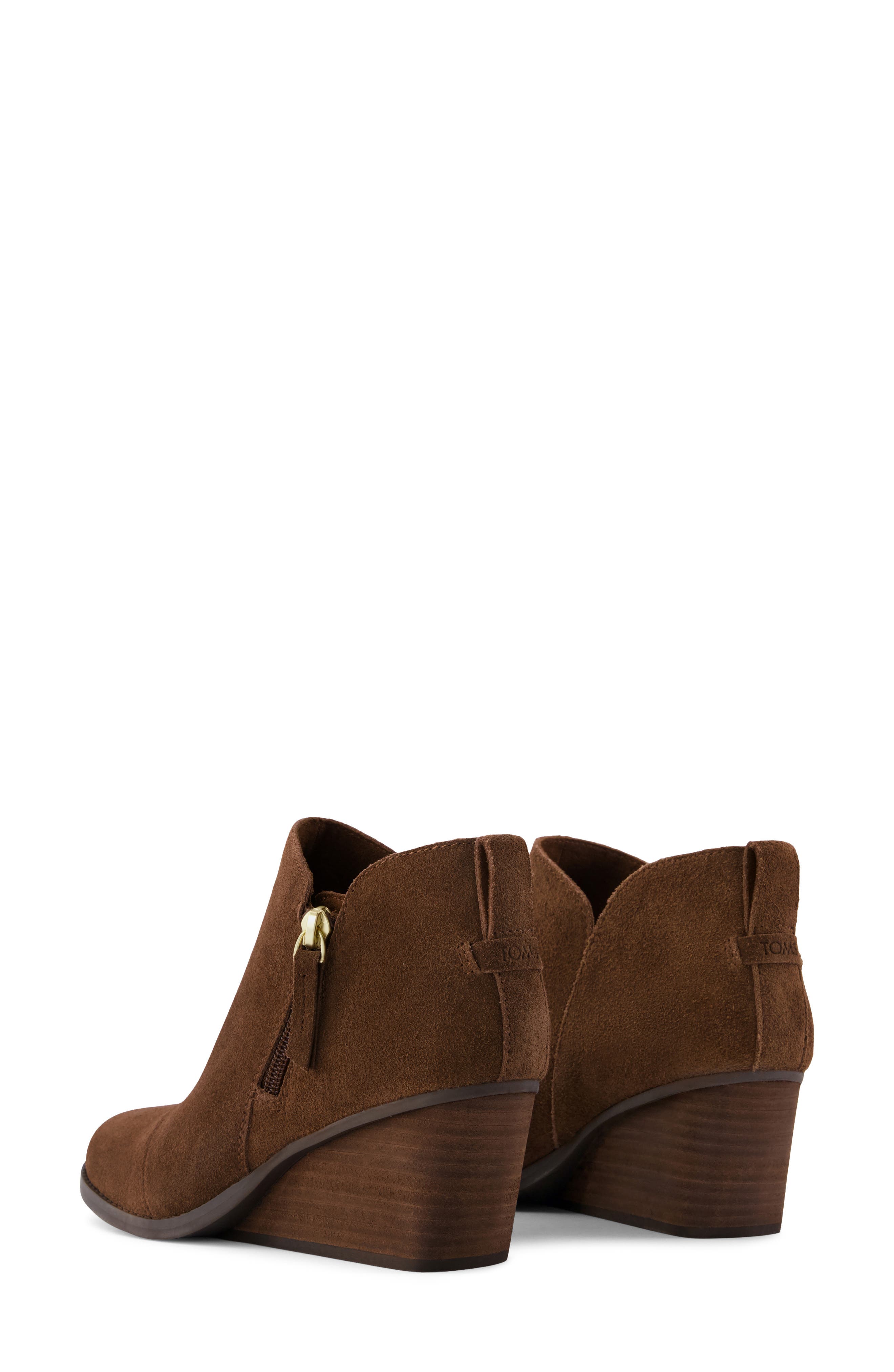 Wedge Leather Bootie, Alternate, color, DARK BROWN