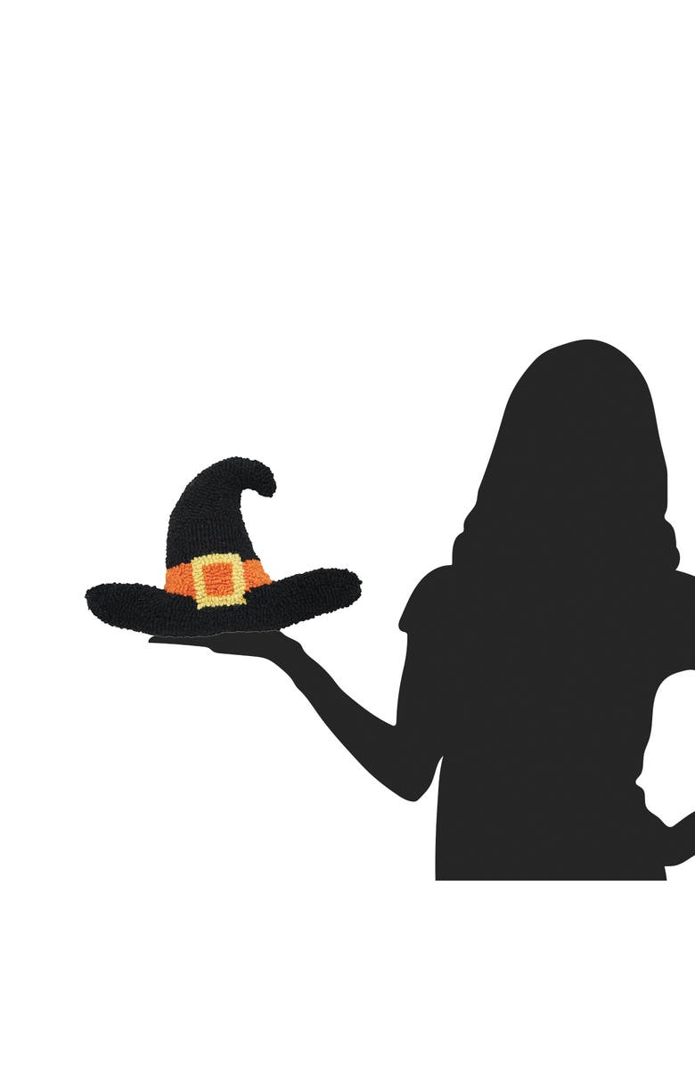C&F Home Witch Hat Shaped Halloween Hooked Accent Throw Pillow 8" x 12", Alternate, color, Black