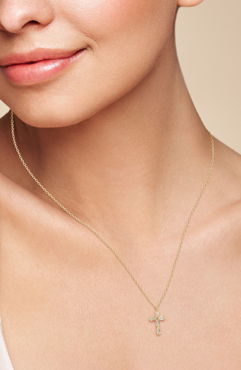 GLAZE JEWELRY Cubic Zirconia Cross Pendant Necklace, Alternate, color, Gold