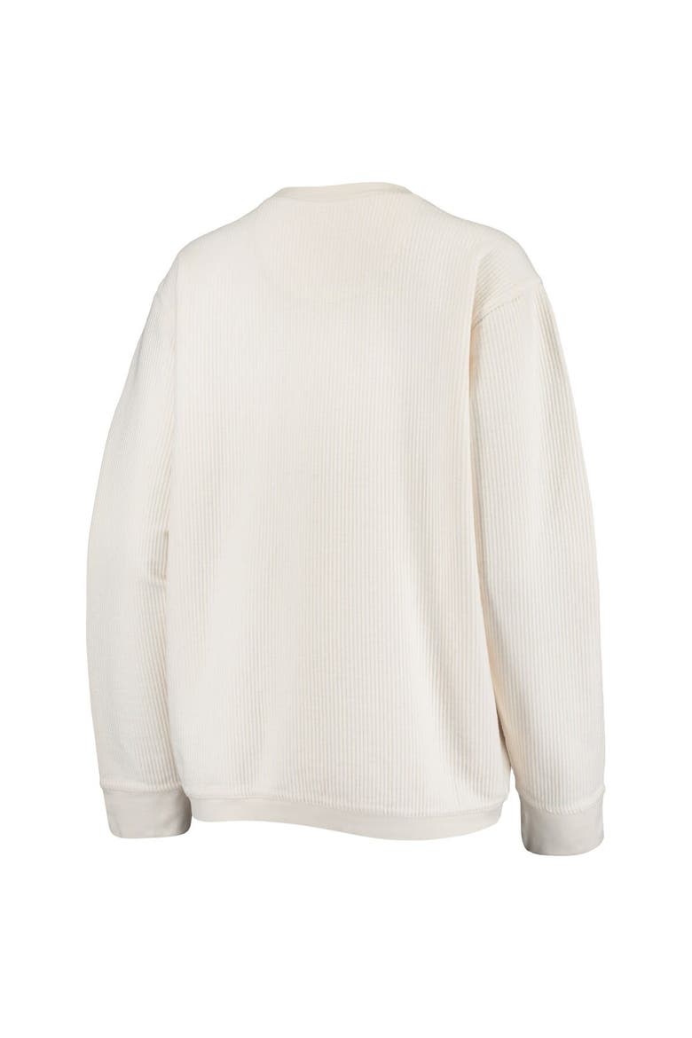 Women's Pressbox White Notre Dame Fighting Irish Comfy Cord Vintage Wash Basic Arch Pullover Sweatshirt, Alternate, color, White