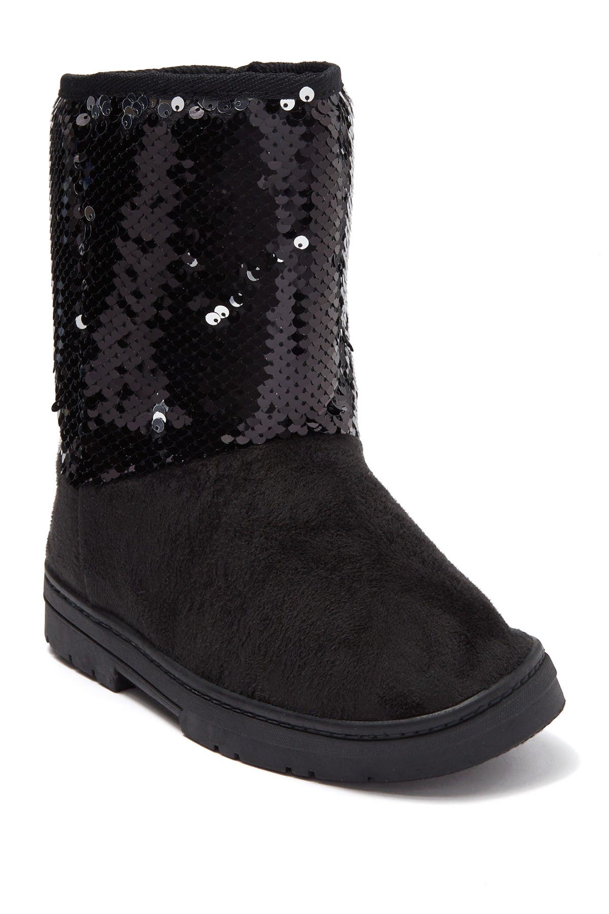 bebe Microsuede Sequin Faux Fur Lined Winter Boot, Alternate, color, 