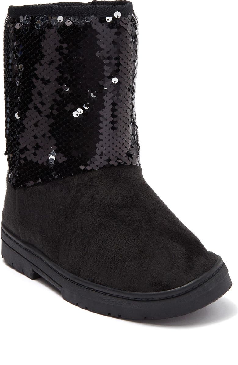 bebe Microsuede Sequin Faux Fur Lined Winter Boot, Alternate, color,