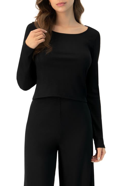 Ribbed Long Sleeve Crop Top