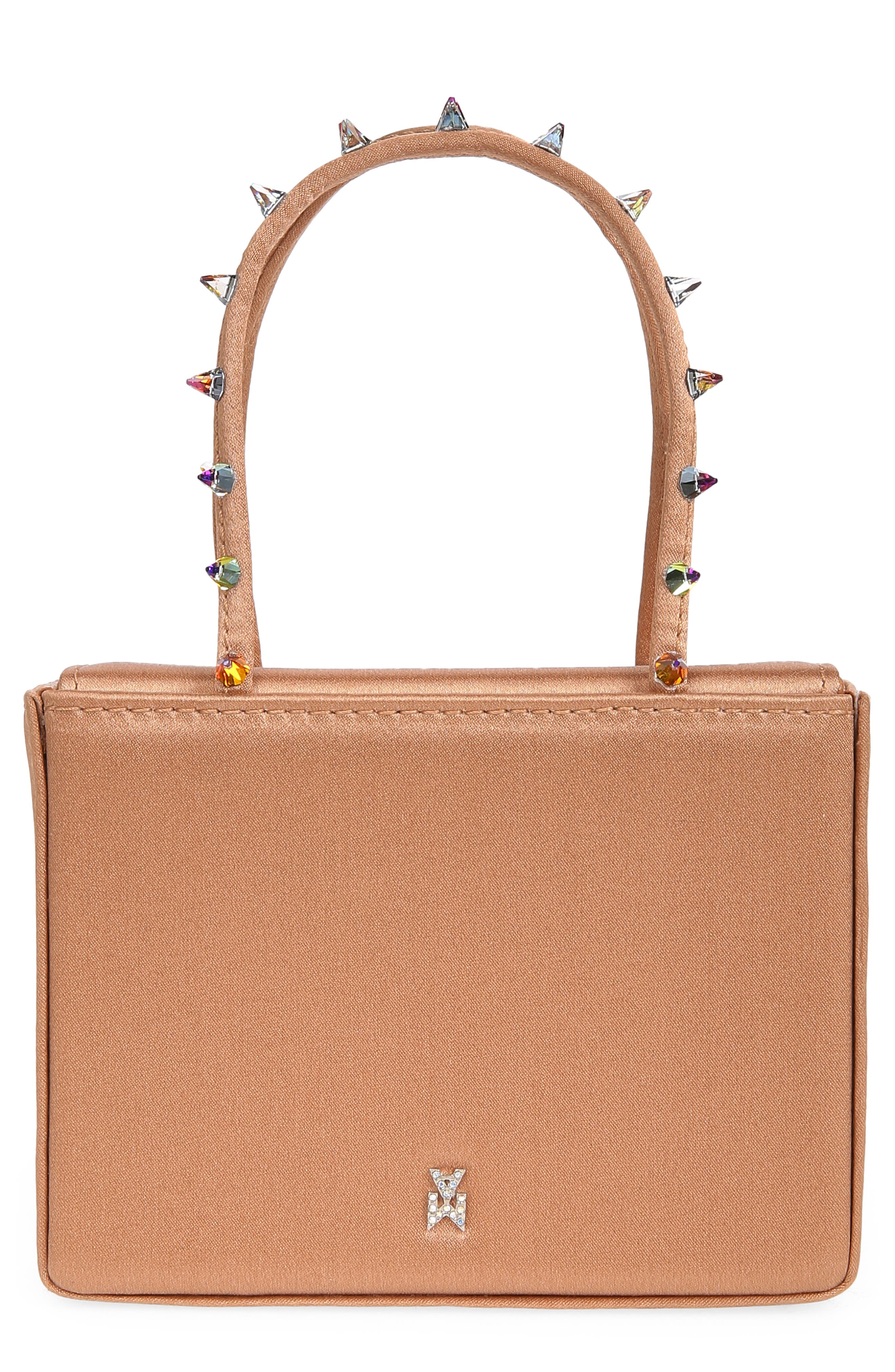 Amina Muaddi Superamini Julia Studded Top Handle Bag, Main, color, 