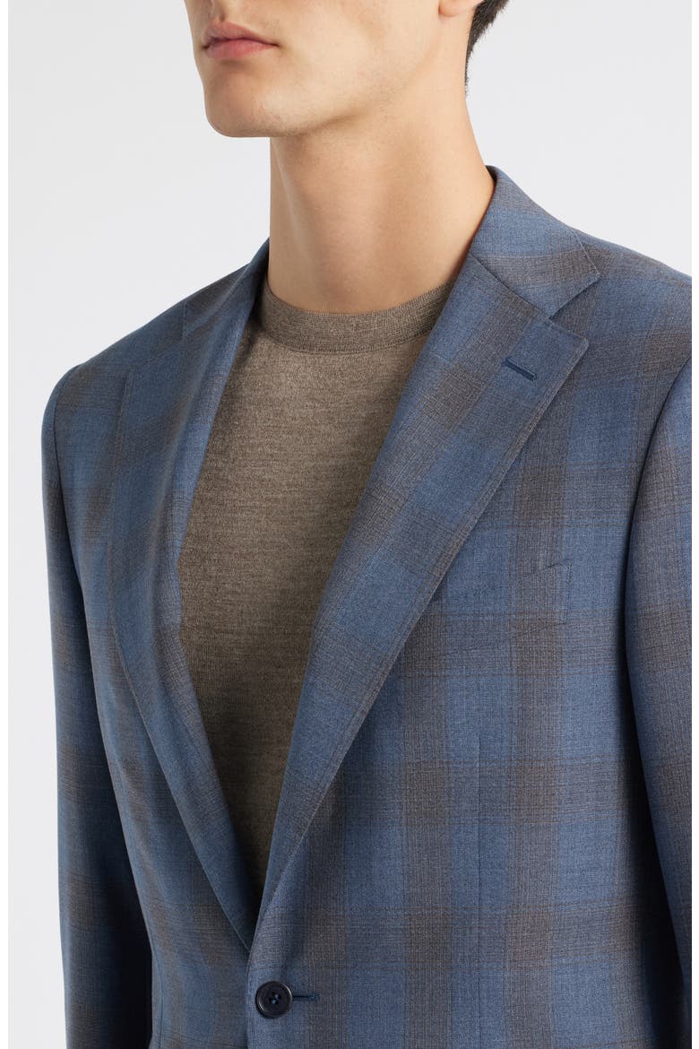 Capri Trim Fit Blue & Brown Plaid Wool Suit, Alternate, color, BLUE