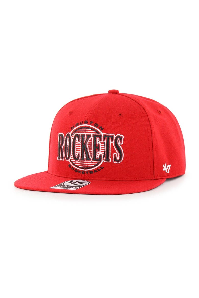 Men's '47 Red Houston Rockets High Post Captain Snapback Hat, Alternate, color, Red