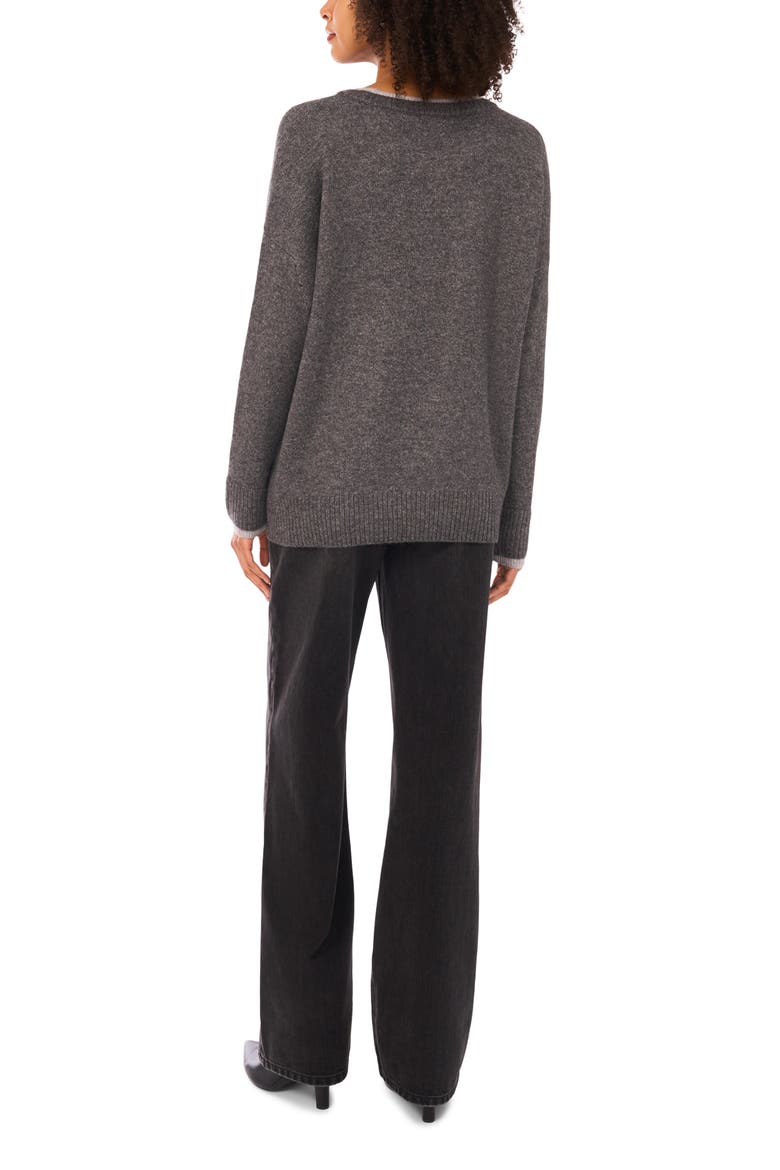 Tipped Crewneck Sweater, Alternate, color, MEDIUM HEATHER GREY