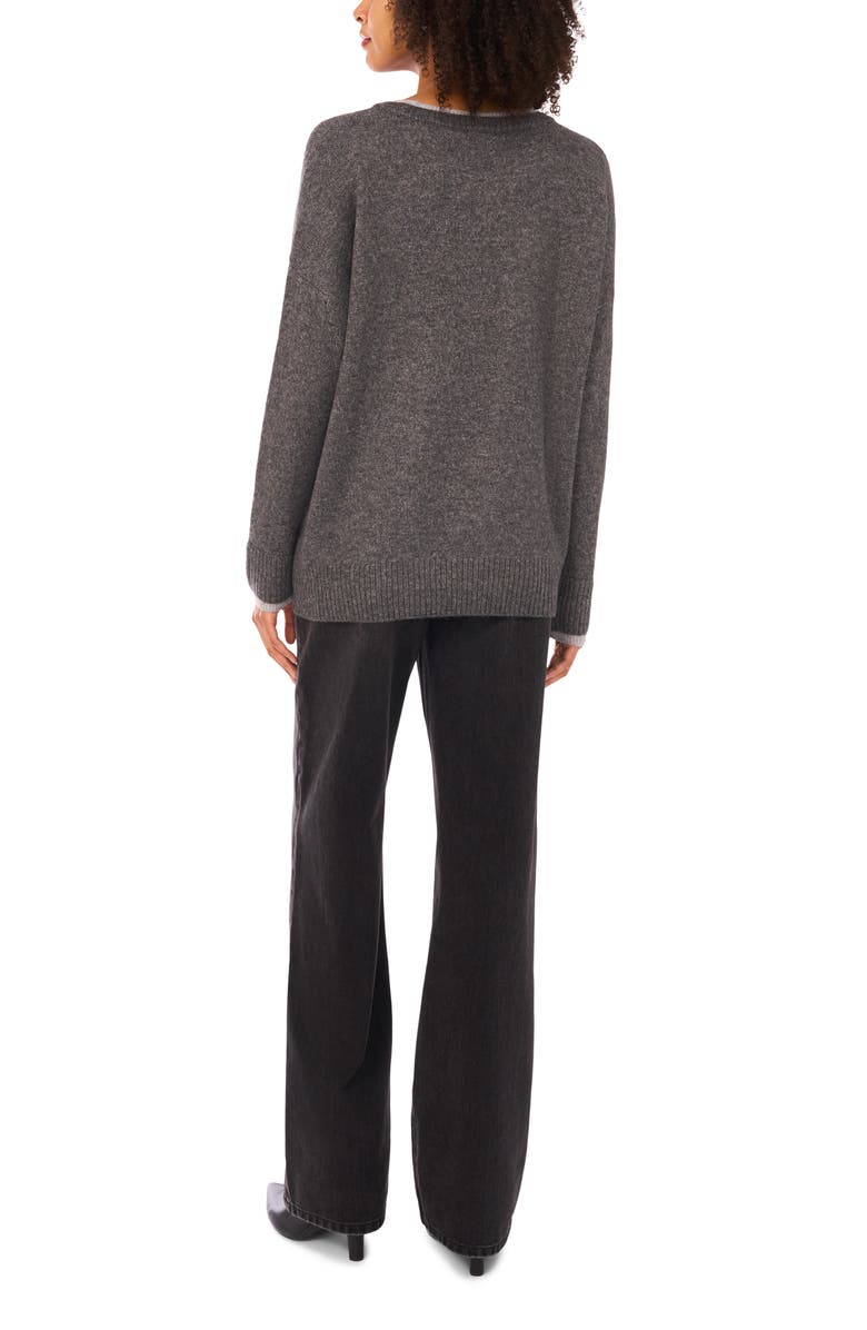 Halogen<sup>®</sup> Tipped Crewneck Sweater, Alternate, color, Medium Heather Grey
