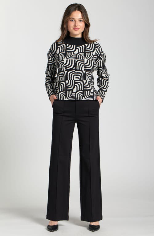 Apny Abstract Jacquard Mock Neck Sweater In Multi