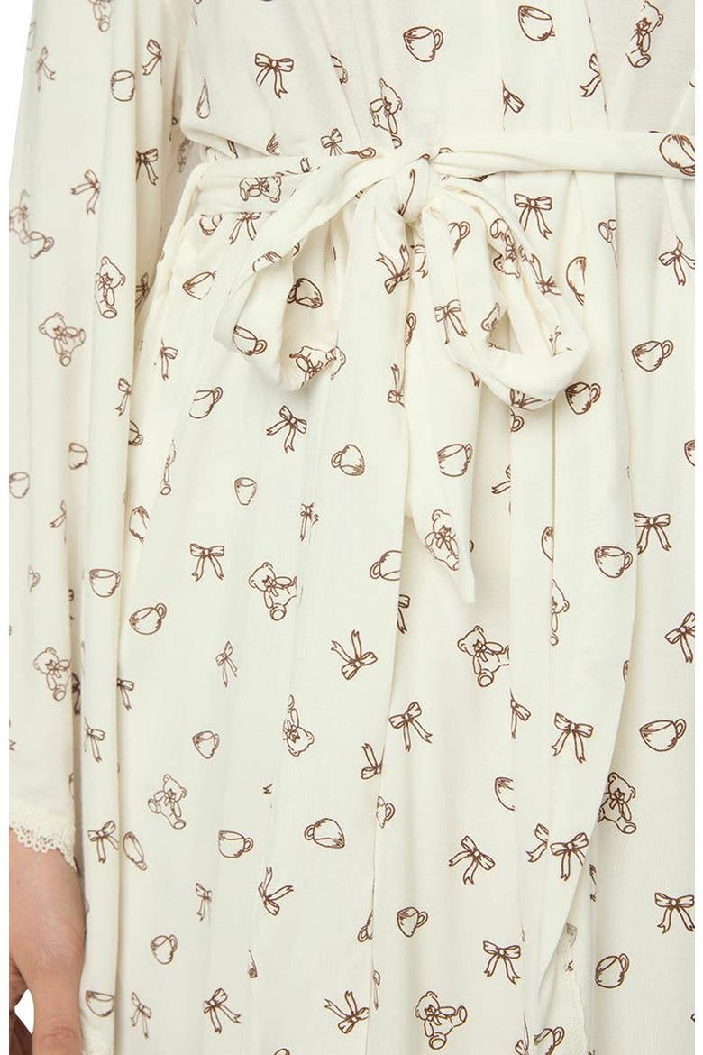 Lace Trim Robe, Alternate, color, IVORY/CHESTNUT