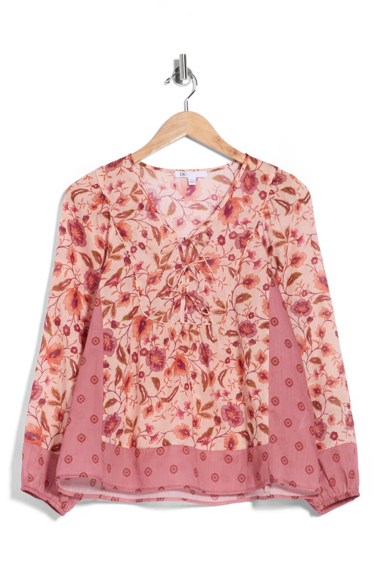 Floral Print Peasant Top, Alternate, color, VINTAGE PINK