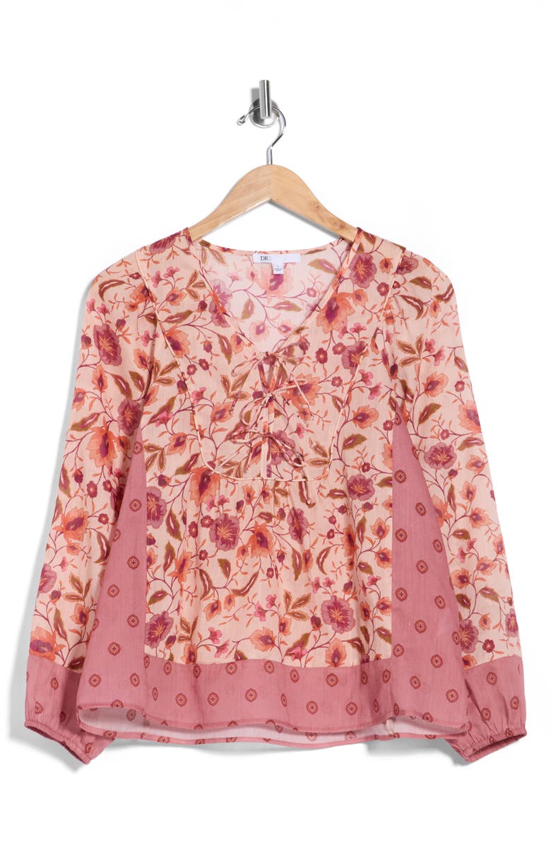 DR2 by Daniel Rainn Floral Print Peasant Top, Alternate, color, Vintage Pink