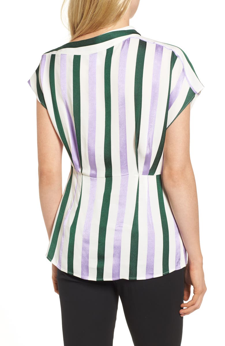Lewit Stripe Draped Peplum Top, Alternate, color, Purple- Green Vertical Stripe