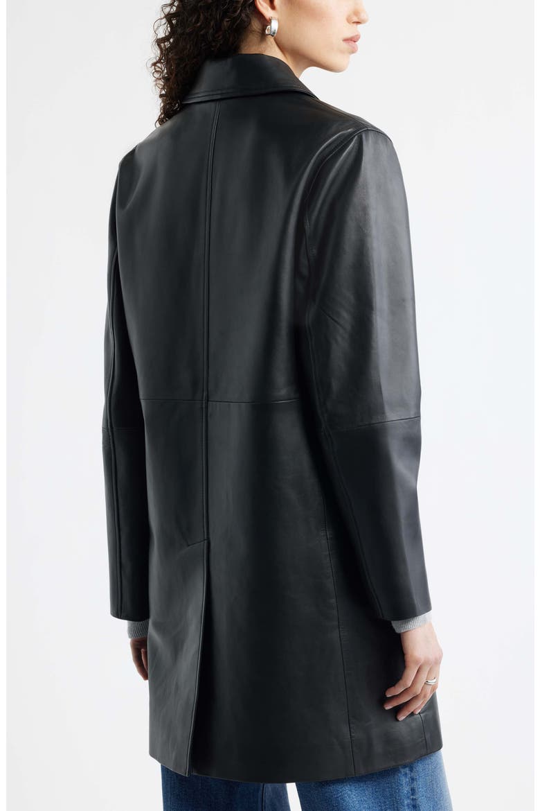 Long Leather Jacket, Alternate, color, BLACK