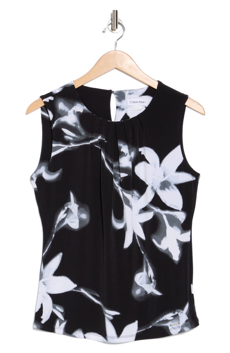 Calvin Klein Pleat Neck Sleeveless Top, Alternate, color,