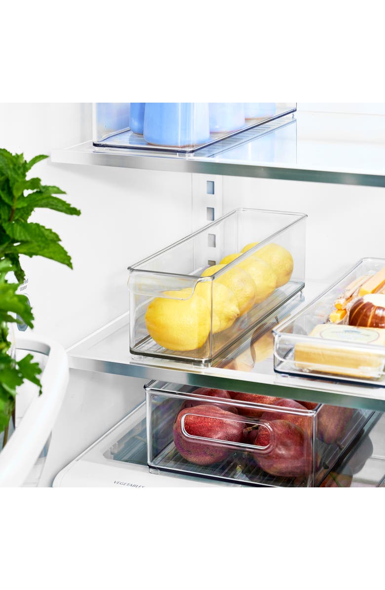 Basic Stackable Fridge Storage Bin with Handle, Set of 6, Clear, Made in USA, Alternate, color, Clear