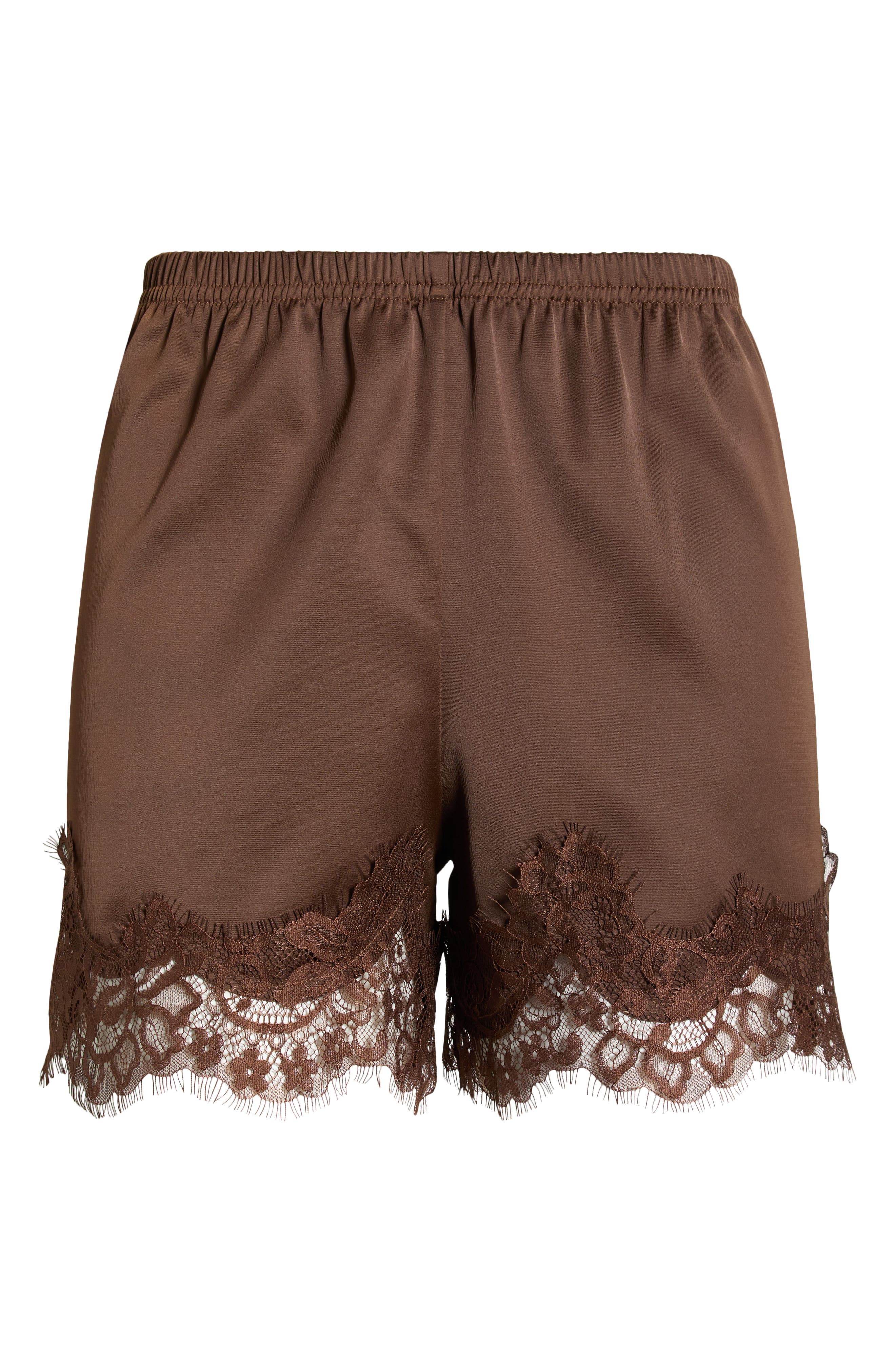 Lace Trim Satin Shorts - image 5