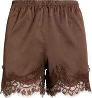 Open Edit Lace Trim Satin Shorts