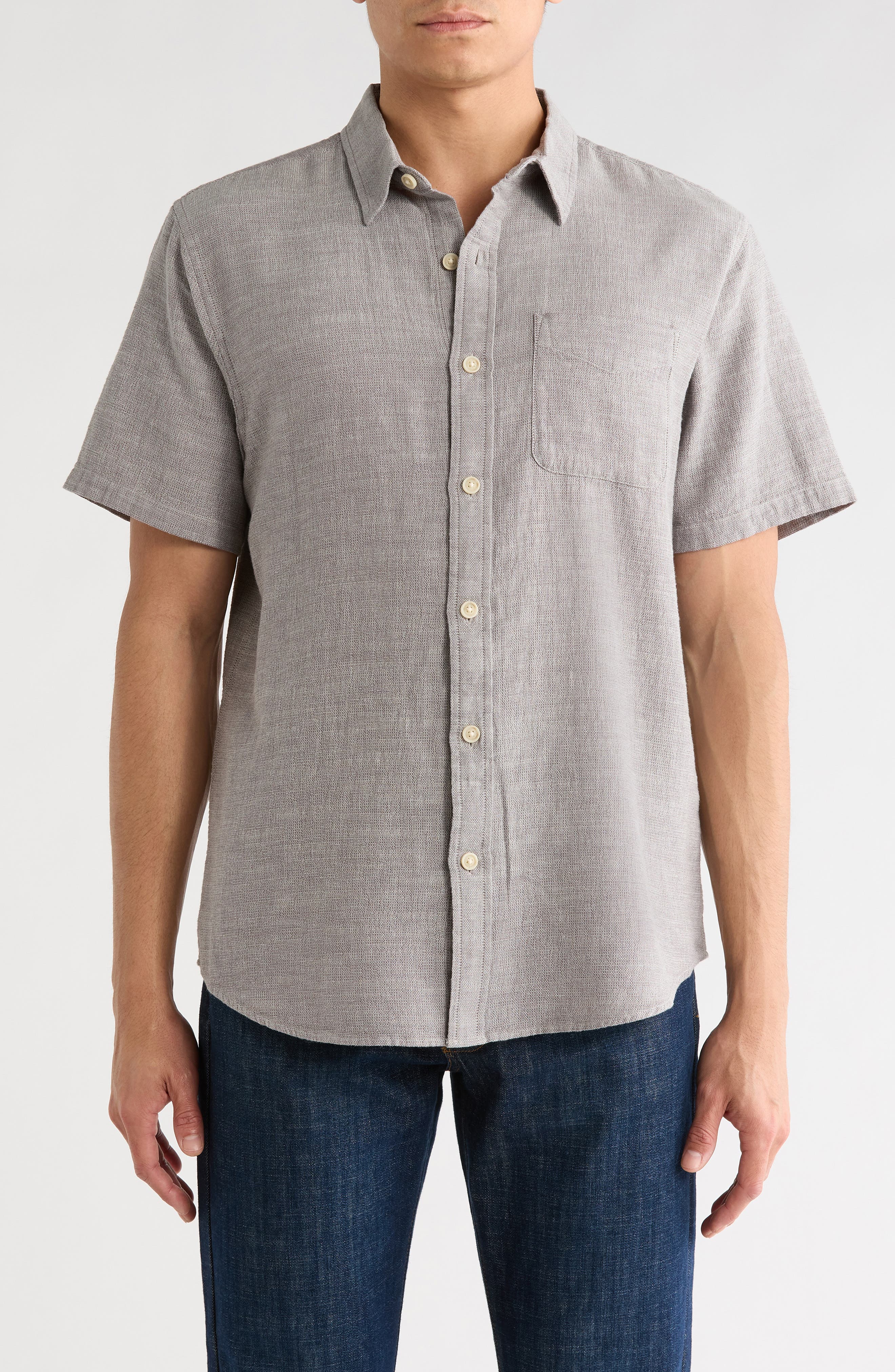 Lucky Brand San Gabriel Short Sleeve Cotton Button-Up Shirt