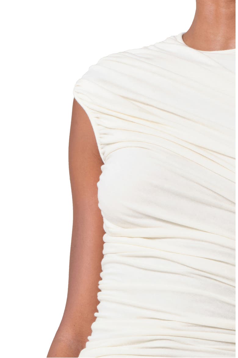 Ester Rib Ruched Tank, Alternate, color, OAT MILK