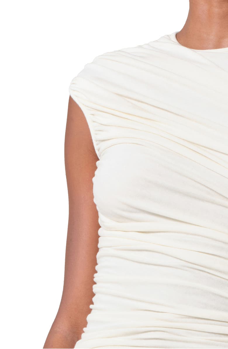 AGOLDE Ester Rib Ruched Tank, Alternate, color, Oat Milk