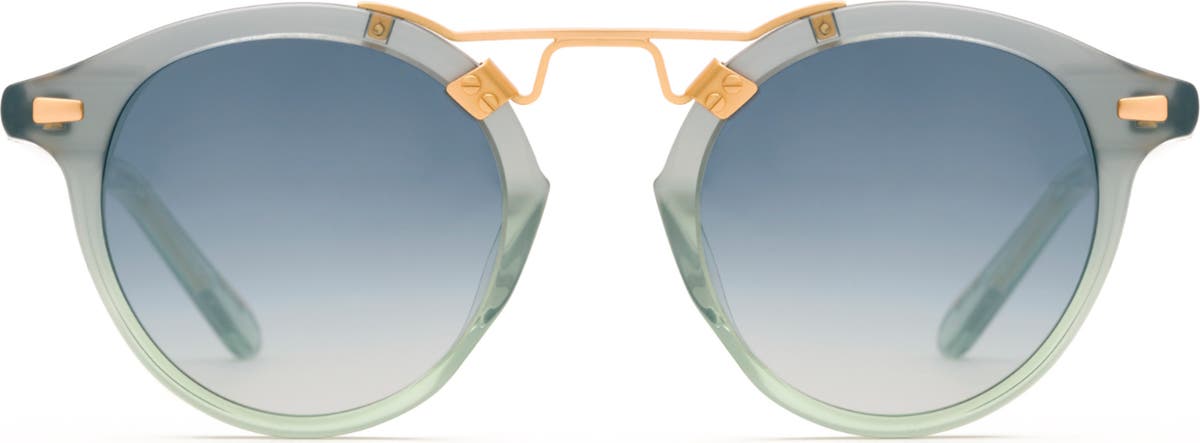 Krewe St. Louis 46mm round sunglasses with 24K gold-plated hardware on white background