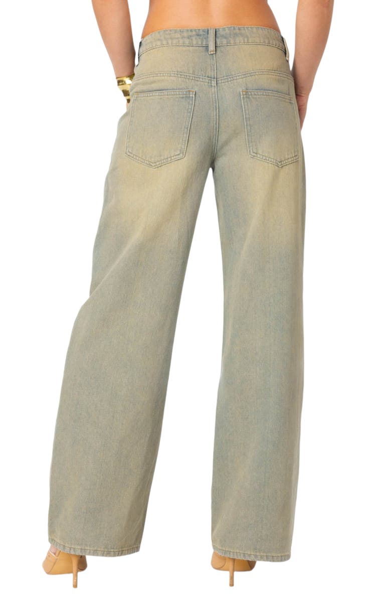 EDIKTED Crossover Waist Wide Leg Jeans, Alternate, color, 