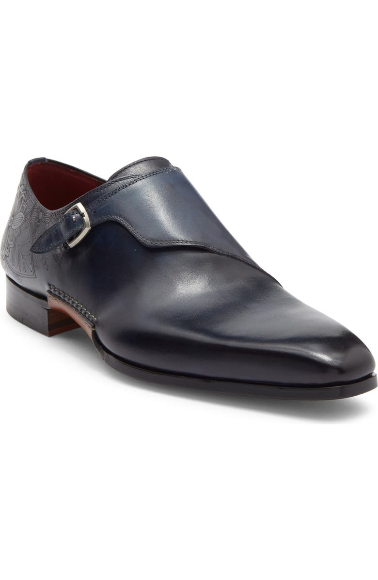 Magnanni Abel Monk Strap Loafer, Main, color, Navy