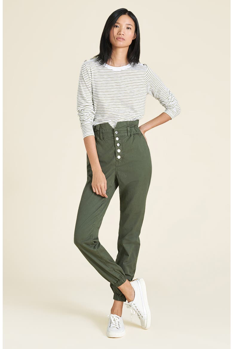 Annemarie Stripe Long Sleeve Cotton Top, Alternate, color, WHITE/ FERN