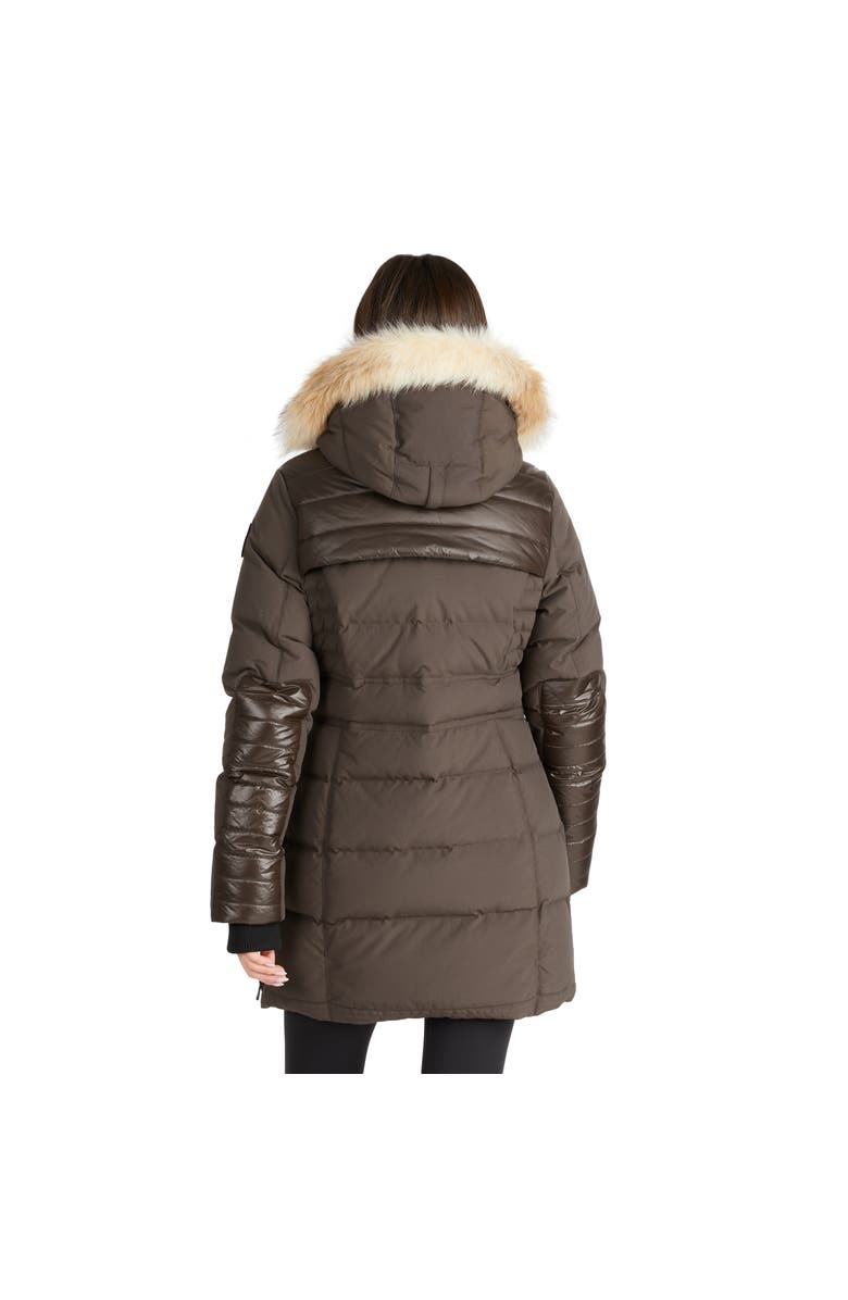Pajar Alia Mixed Media Quilted Parka with Detachable Hood and Faux Fur Trim, Alternate, color, Dark Oak