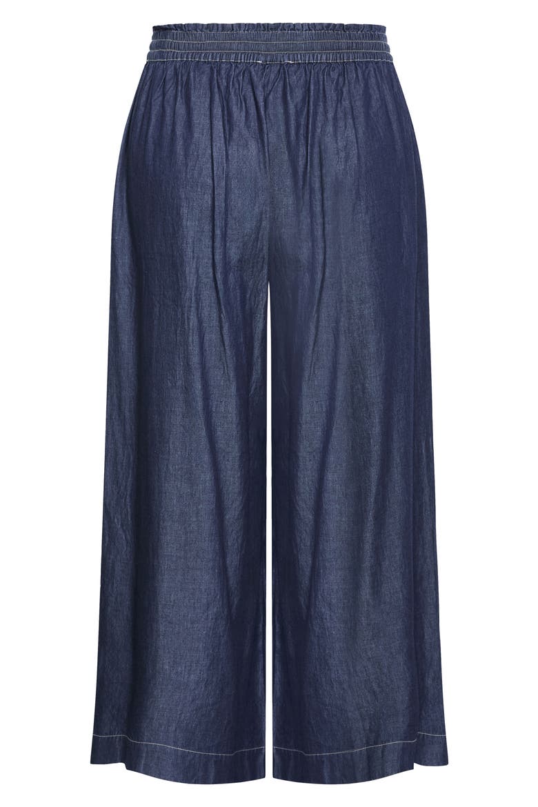 Mikayla Wide Leg Drawstring Denim Pants, Alternate, color, INDIGO