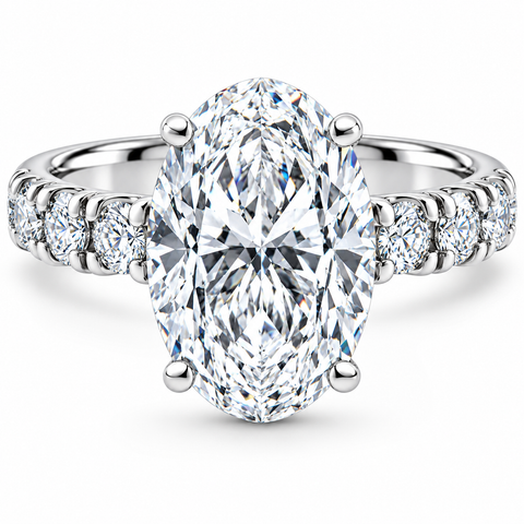 Certified 5.28ct Oval Diamond Side Halo Engagement Ring 14k Gold Lab Grown