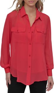 DKNY Chiffon Button-Up Shirt
