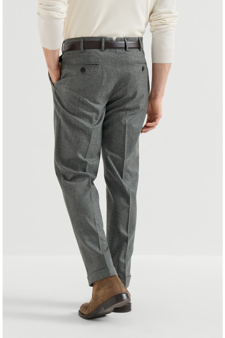 Virgin wool flannel Italian fit trousers, Alternate, color, Medium Grey