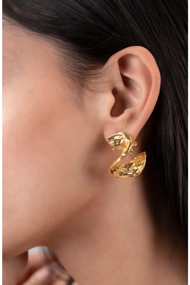 Mira Hammered Earrings, Alternate, color, GOLD