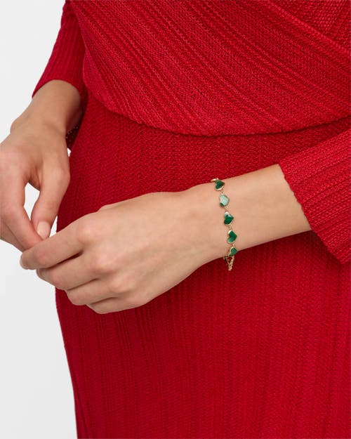 Jan Leslie All Around Heart Bracelet Set In Sterling Silver In Green