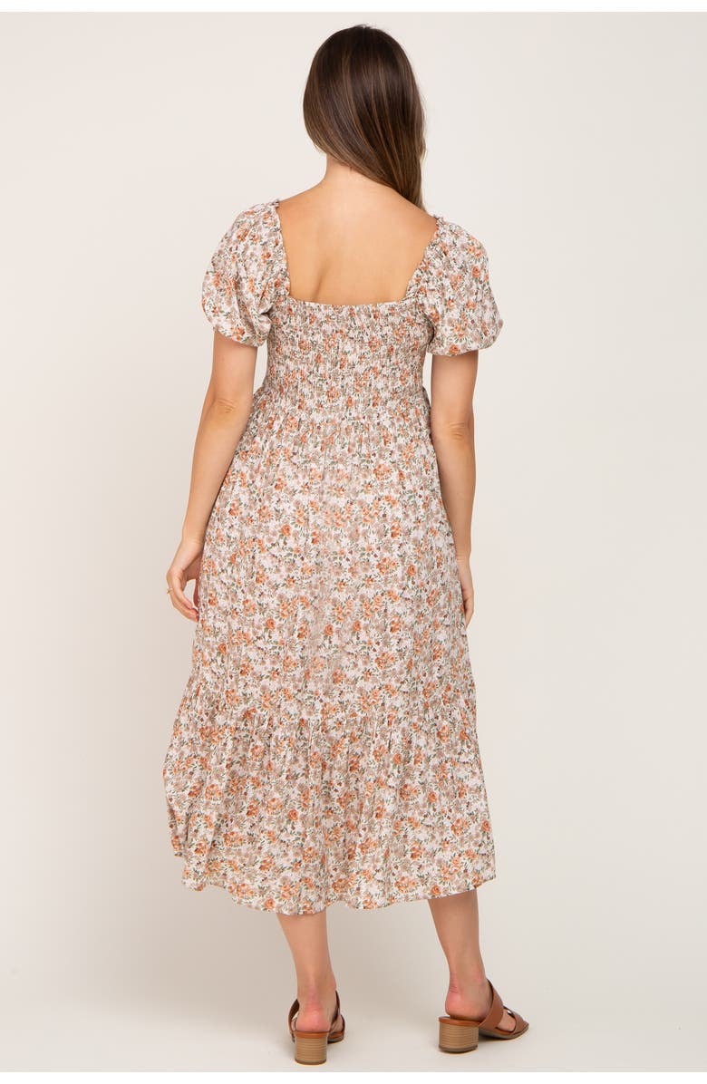 PinkBlush Floral Smocked Puff Sleeve Midi Dress, Alternate, color, 