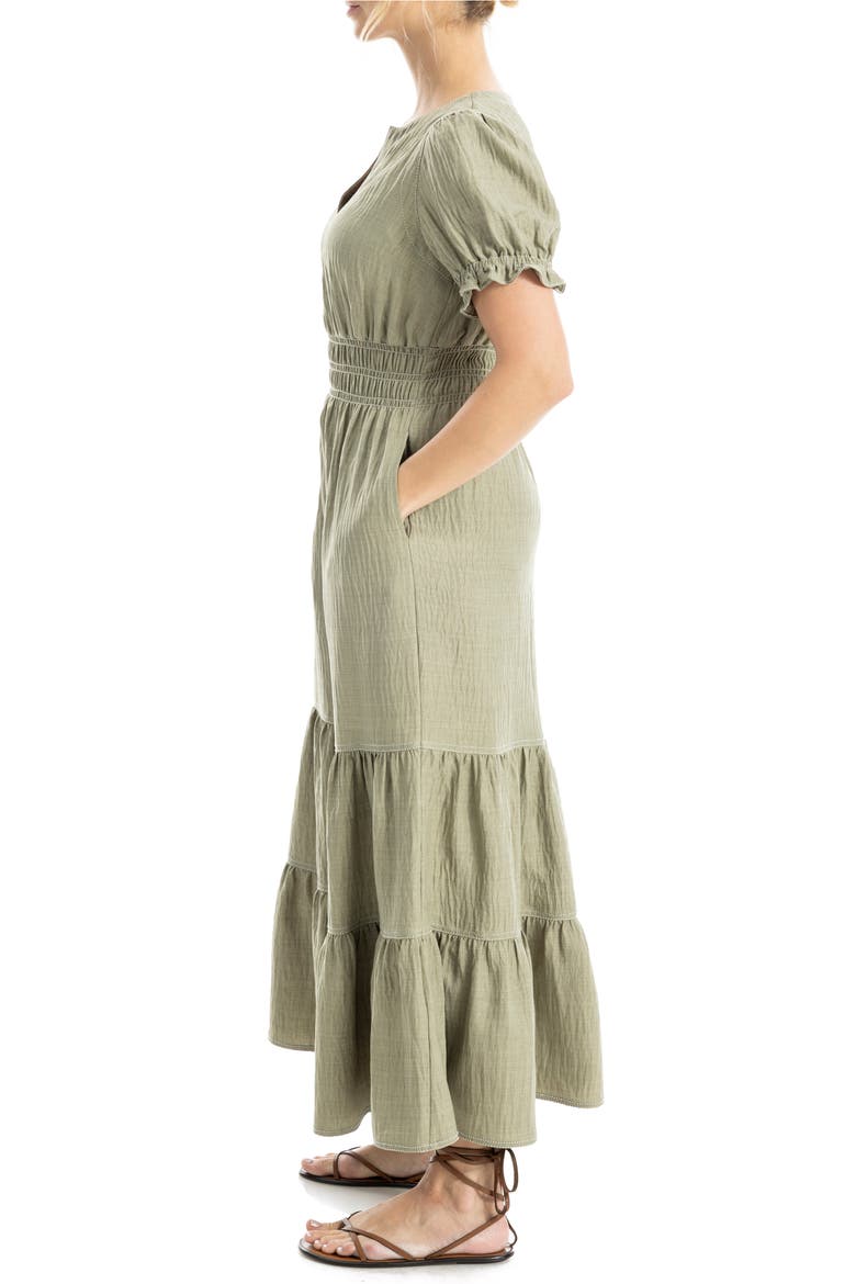Tiered Crepe Maxi Dress, Alternate, color, GREY/ SAGE