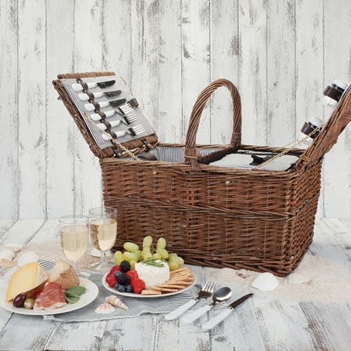 Twine Cape Cod Wicker Picnic Basket Set In Brown