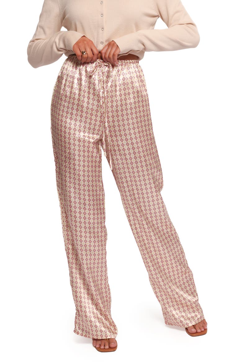 Danae Wide Leg Satin Pants, Main, color, AMBER