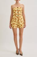 MAUDE CLUB Savannah Print Strapless Button Front Top