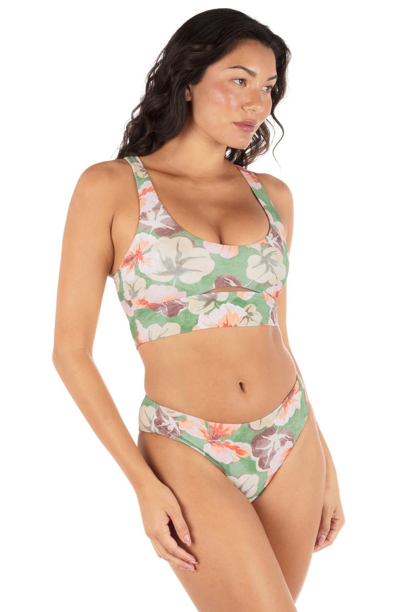 Hurley Gingko Cloud Bikini Bottom, Alternate, color, Seafoam Pink Floral