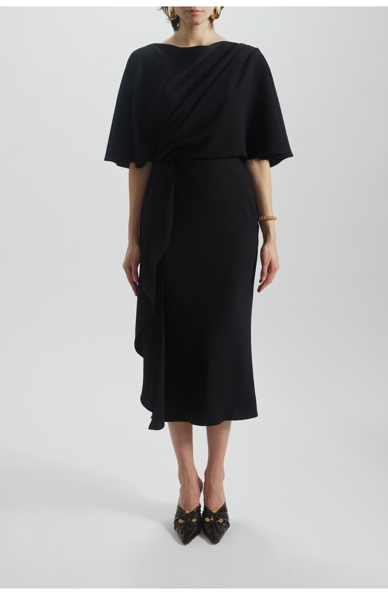 Amsale Cascading Drape Dress, Main, color, Black