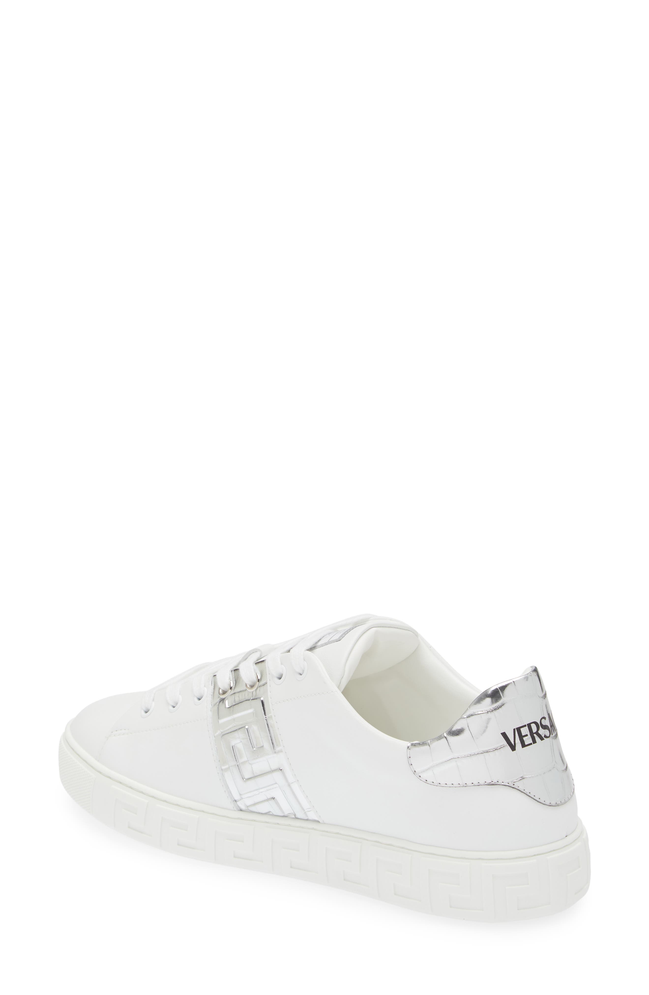 Versace Greca Croc Embossed Panel Sneaker, Alternate, color, 