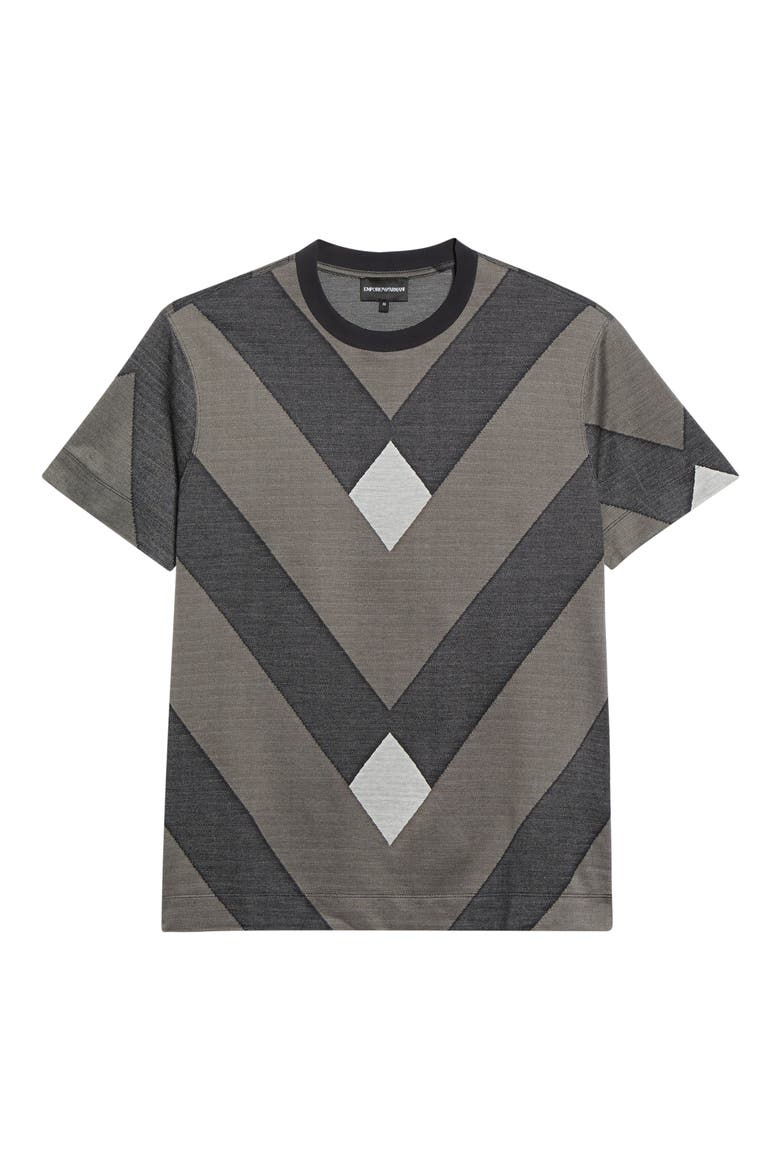 Jacquard Knit Crewneck T-Shirt, Main, color, NAVY