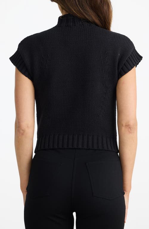 Brave + True Brave+true Heart To Heart Short Sleeve Cotton Blend Sweater In Black