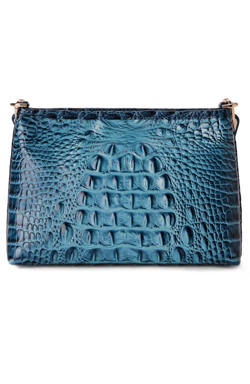 Brahmin Mod Lorelei Tiger Stripe Croc Embossed Leather Shoulder Bag In Blue